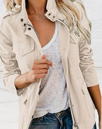 Women's Long Sleeve Jacket Featuring Four Practical Pockets