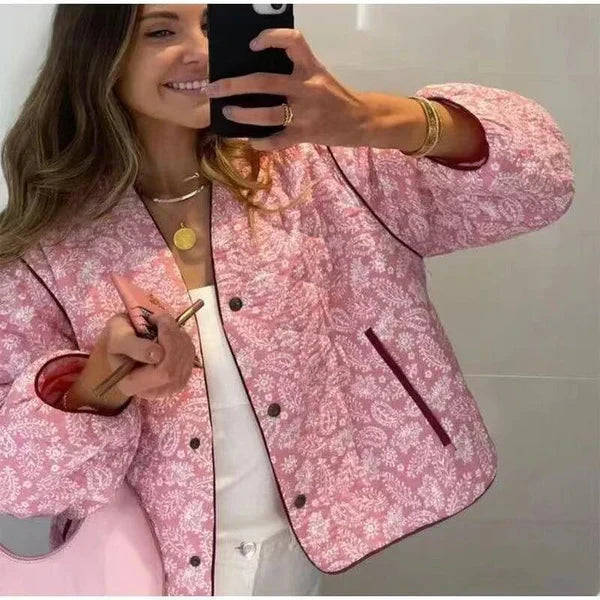 BLOOM – Women's Pink Quilted Patchwork Jacket