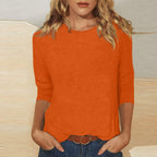 Chic 3/4 Sleeve Casual Women's Top with Curved Hem by Heidi Fashion