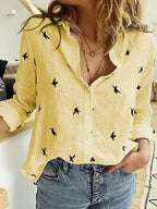 Stylish Long-Sleeve Cotton Blouse for Women