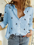 Stylish Long-Sleeve Cotton Blouse for Women