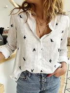 Stylish Long-Sleeve Cotton Blouse for Women