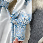 Floral Print A-Line Dress with Belted Waist