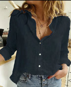 Stylish Long-Sleeve Cotton Blouse for Women