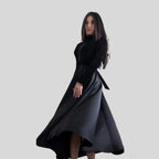 Stylish Velvet Turtleneck Dress with Flared Hem