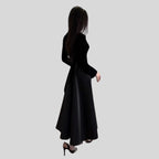 Stylish Velvet Turtleneck Dress with Flared Hem