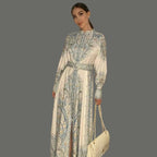 Floral Print A-Line Dress with Belted Waist