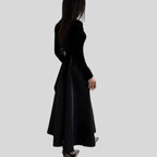 Stylish Velvet Turtleneck Dress with Flared Hem
