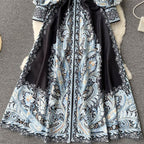 Floral Print A-Line Dress with Belted Waist