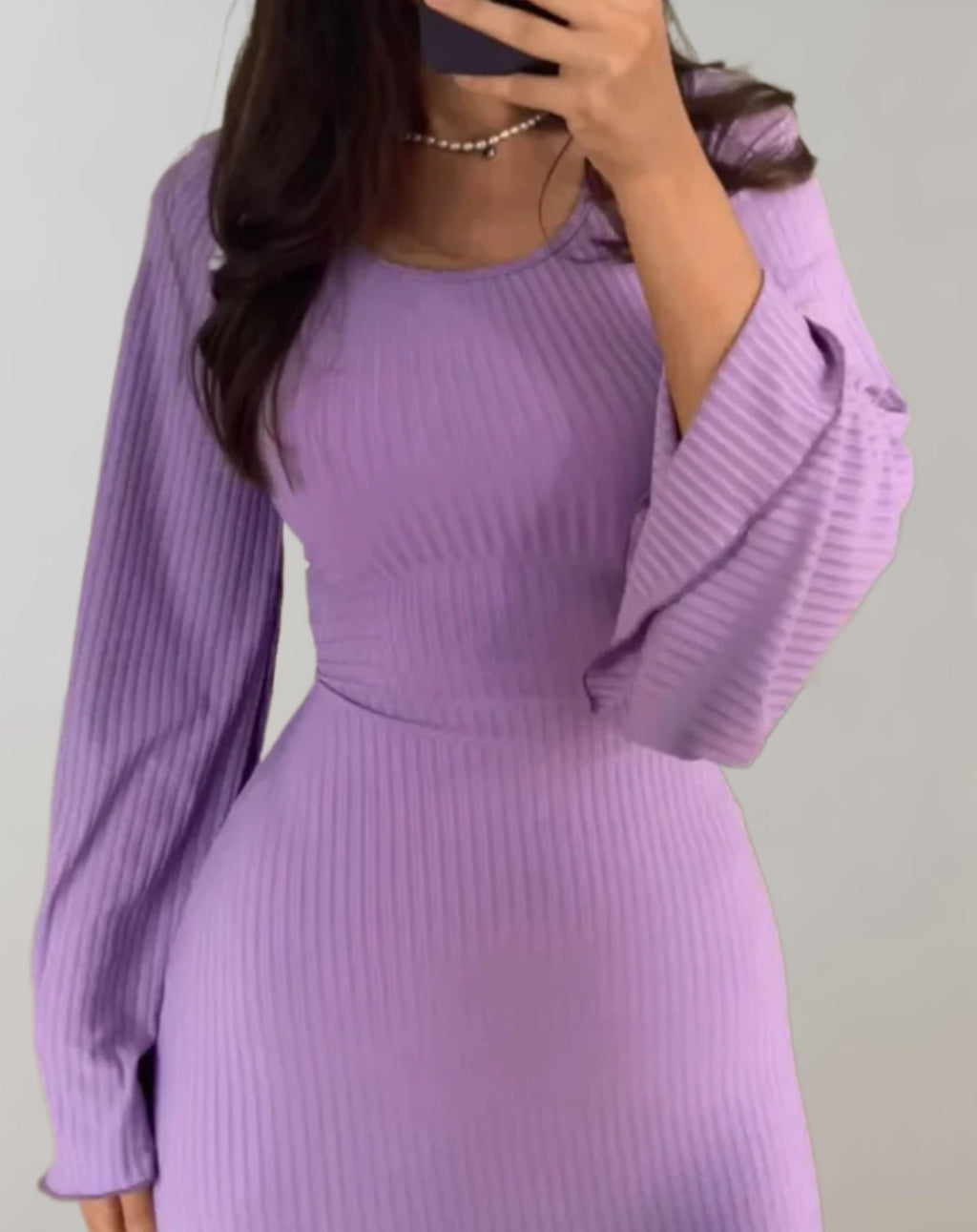 Round Neck Long Sleeve Bodycon Dress for Women | Noemie