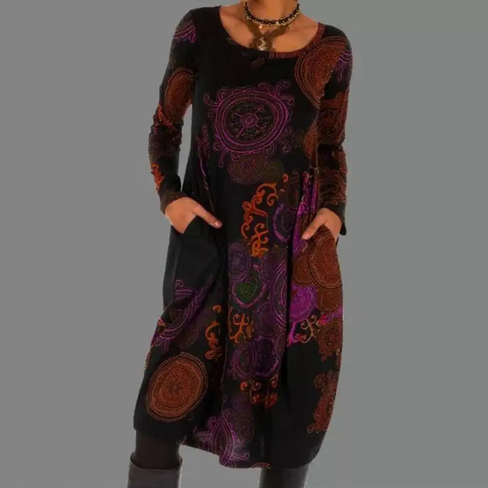 Bohemian Style Women's Round Neck Dress