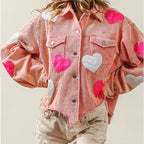 Heart-Shaped Sequin Corduroy Jacket