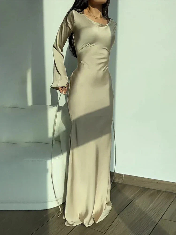 Round Neck Long Dress for Women