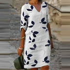 Charming Women's Summer Dress with Leaf Print Design