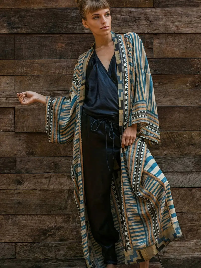 Adjustable Tie Belt Plus Size Boho Kimono