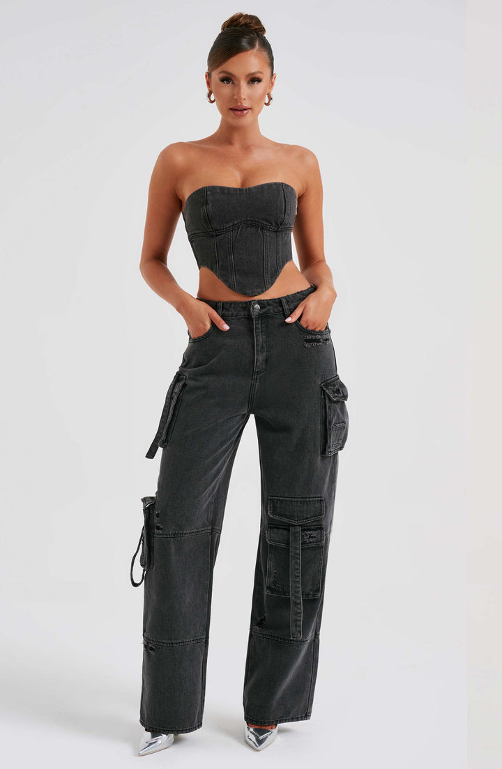 Women's Elegant Denim Cargo Trousers