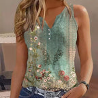 Floral Print Watercolor Sleeveless Top