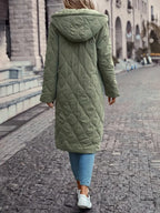 Long Sleeve Hooded Quilted Cotton Coat