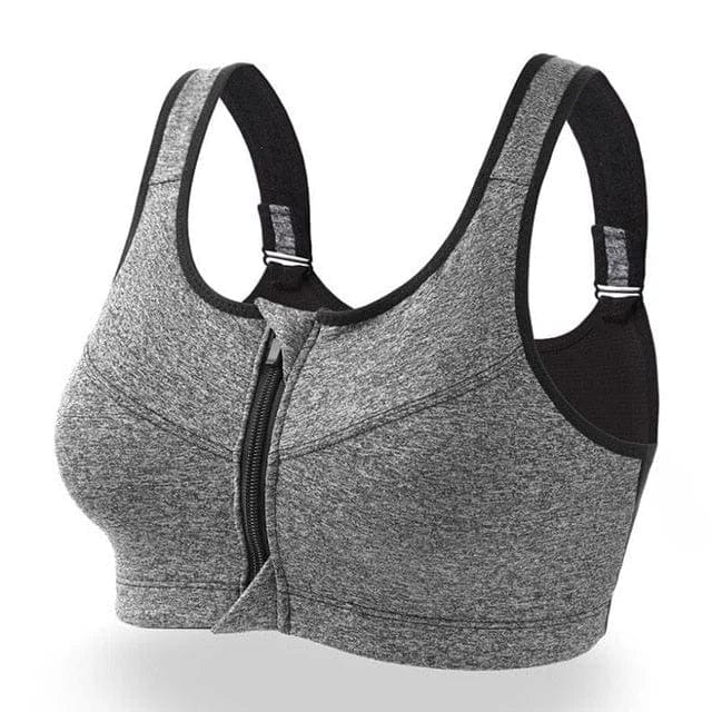 Plus Size Sports Bra with Unique Zipper Design