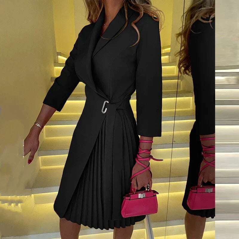 Stylish Notched Collar Blazer Dress